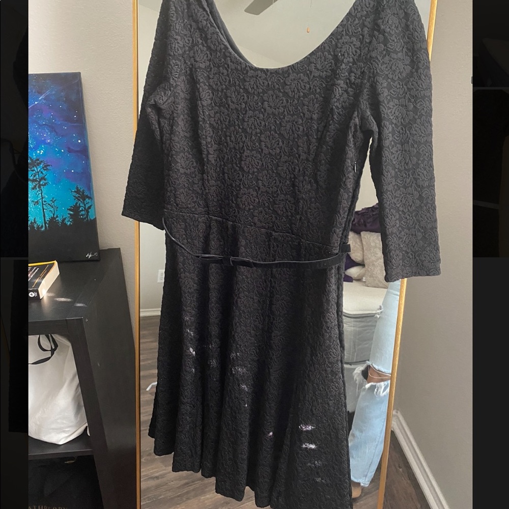 Black Midi Dress with belt